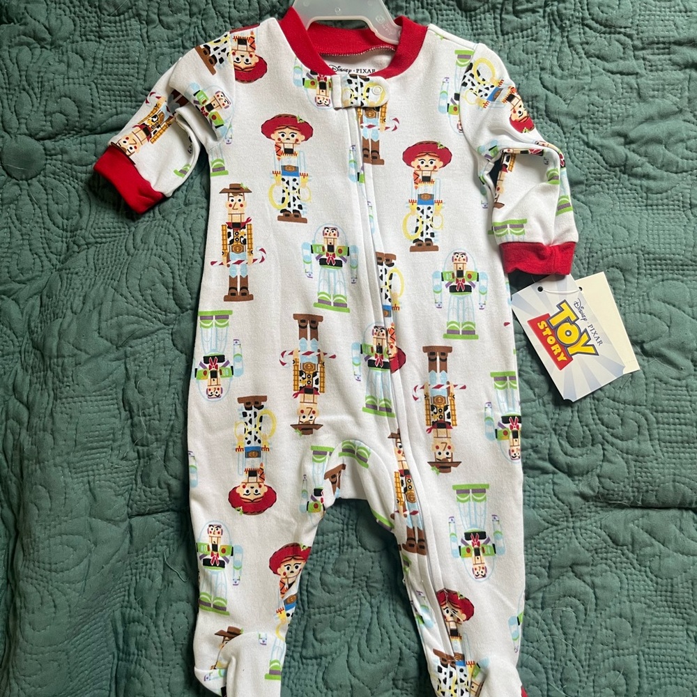 Kids One Piece Pajama - White with Red Accents